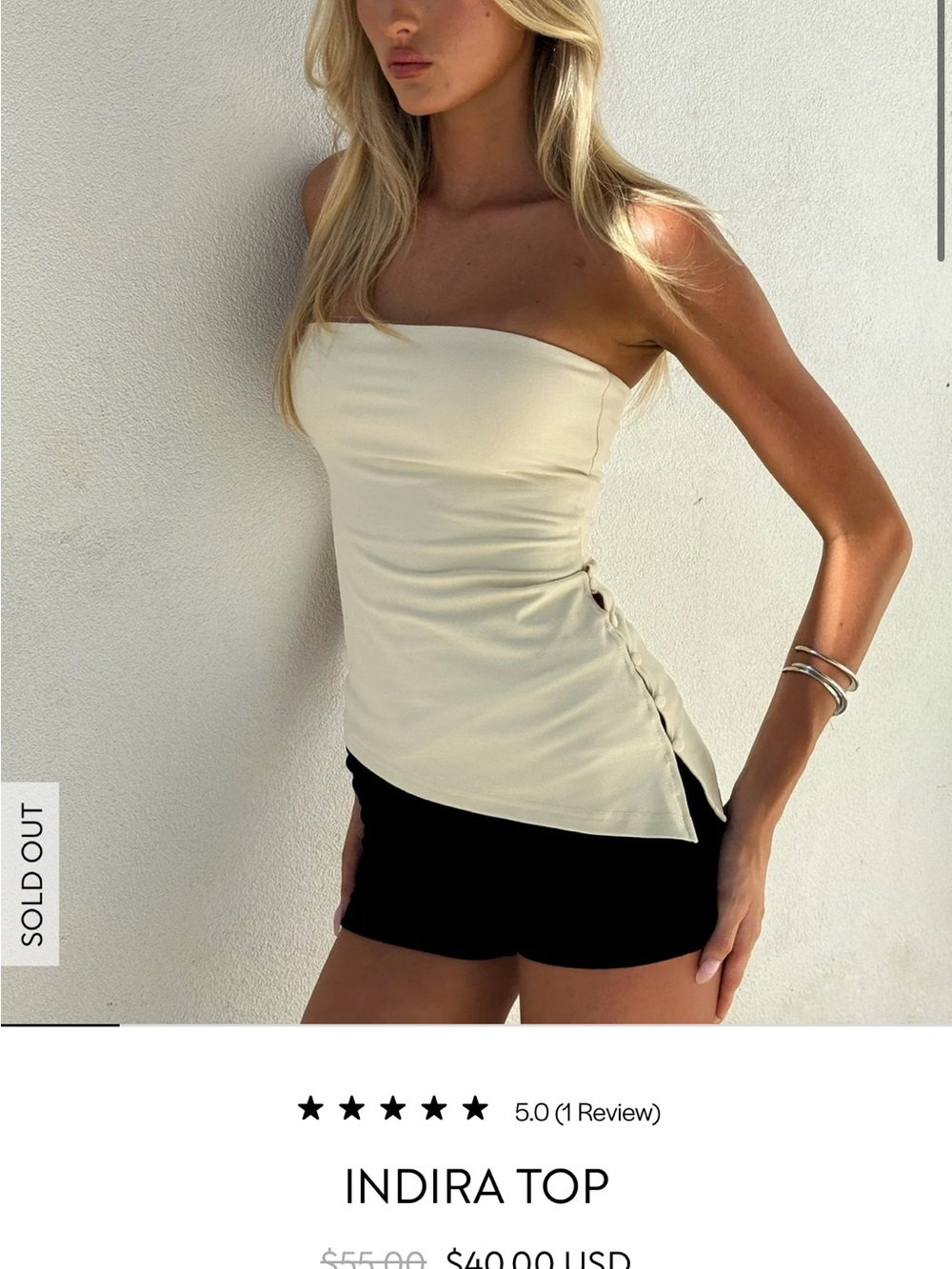 Tiger Mist Cream Strapless Indira Top